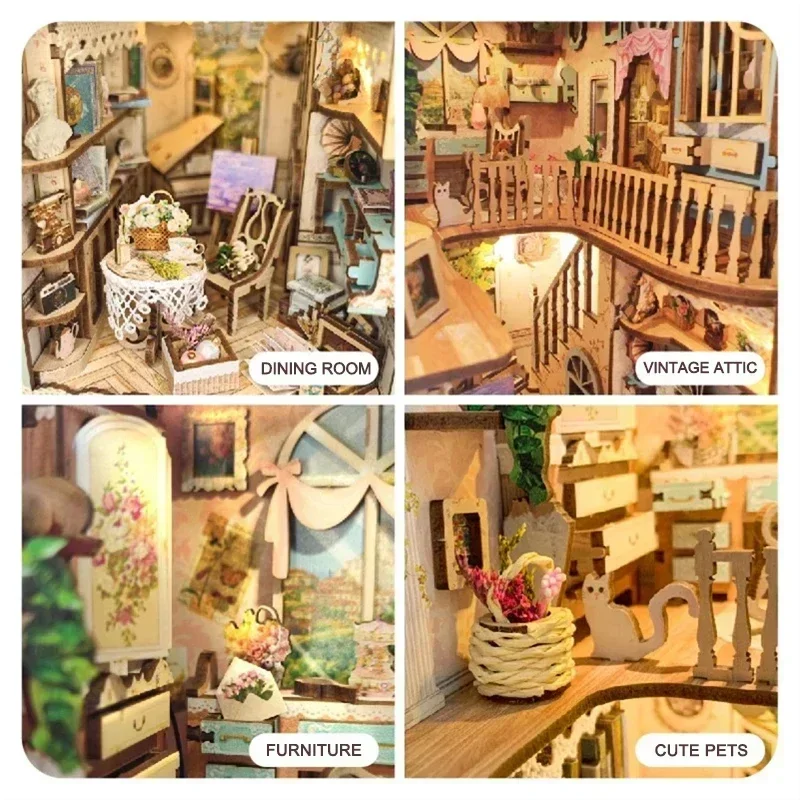 Diy Wooden Book Nook Kit Shelf Insert - Сказочный город, книжная полка, лесной дом,