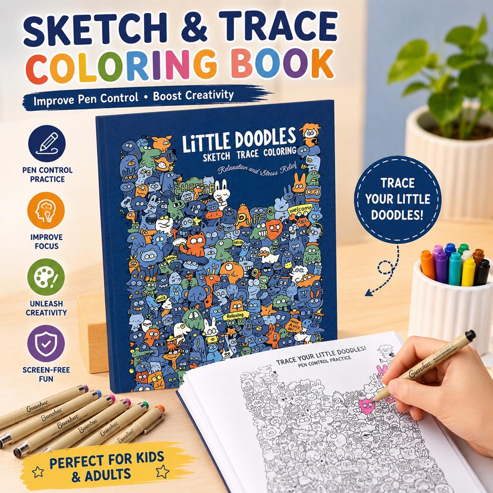 Adult Coloring Book Stress Relief - Книга для раскрашивания и тренировки рисования: